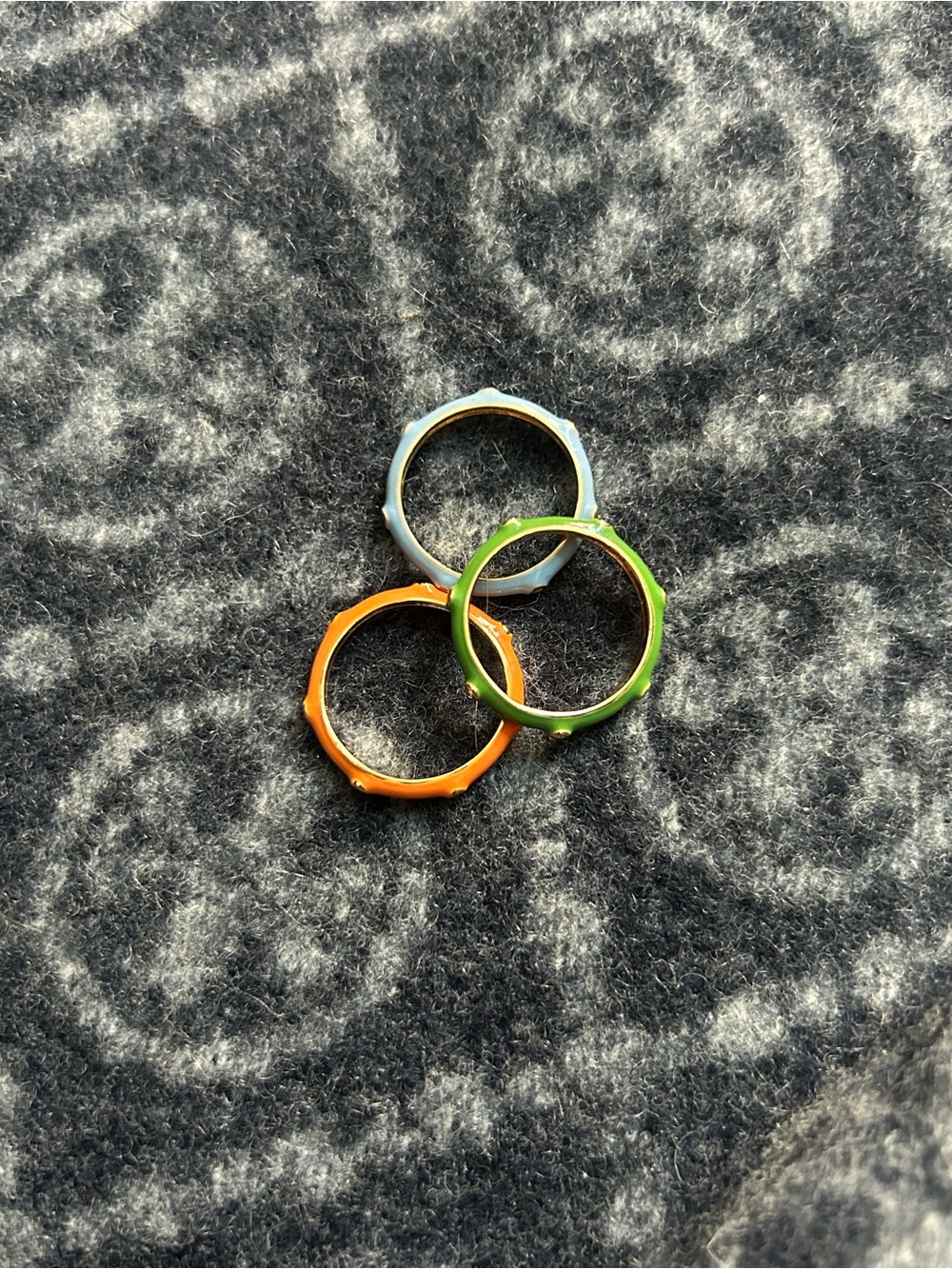 Colorful Stackable Rings - Orange, Green, Blue studded - Picture 1 of 3